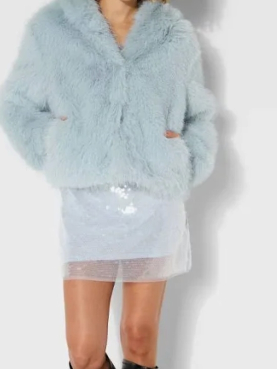 wild fable Jackets & Blazers - Wild fable Pastel Blue Faux Fur Hooded Jacket Medium Retail $55
